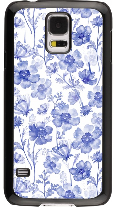 Samsung Galaxy S5 Case Hülle - Spring 23 watercolor blue flowers