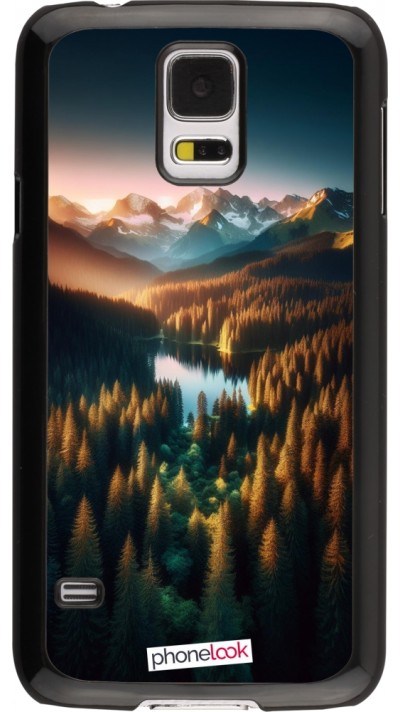 Samsung Galaxy S5 Case Hülle - Sonnenuntergang Waldsee