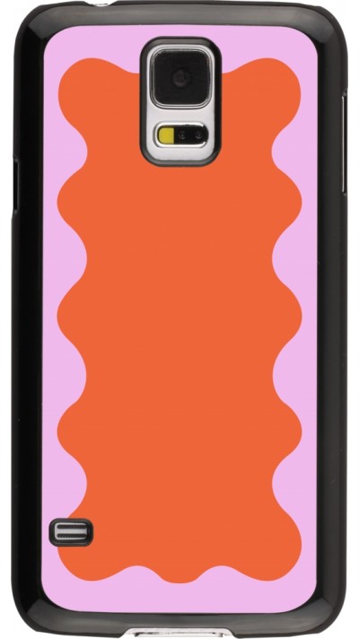 Samsung Galaxy S5 Case Hülle - Wavy Rectangle Orange Pink