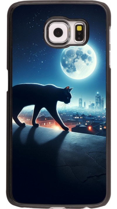 Samsung Galaxy S6 Case Hülle - Schwarze Katze unter dem Vollmond