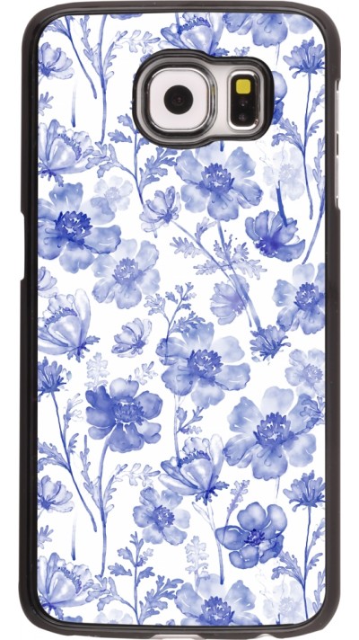 Samsung Galaxy S6 Case Hülle - Spring 23 watercolor blue flowers