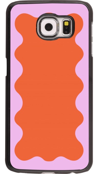 Samsung Galaxy S6 Case Hülle - Wavy Rectangle Orange Pink