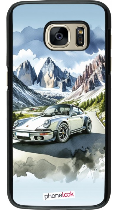 Samsung Galaxy S7 Case Hülle - Porsche 911 Berg Aquarell