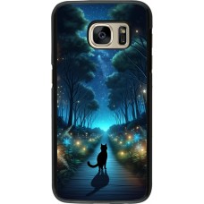 Samsung Galaxy S7 Case Hülle - Schwarze Katze Spaziergang