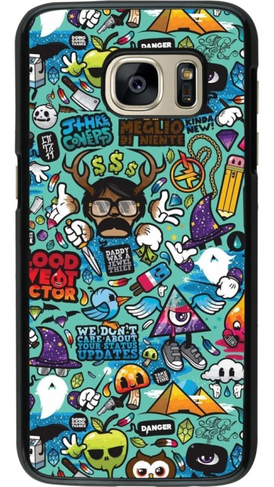 Coque Samsung Galaxy S7 - Mixed Cartoons Turquoise Coque Samsung Galaxy S7 - Mixed Cartoons Turquoise