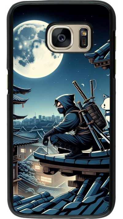 Coque Samsung Galaxy S7 - Ninja sous la lune Coque Samsung Galaxy S7 - Ninja sous la lune