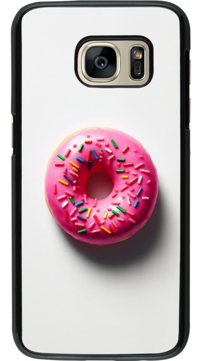 Samsung Galaxy S7 Case Hülle - Weisser Hintergrund, pinker Donut
