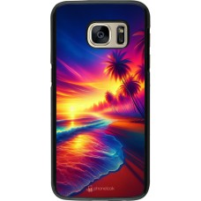 Samsung Galaxy S7 Case Hülle - Strand Sonnenuntergang auffällig