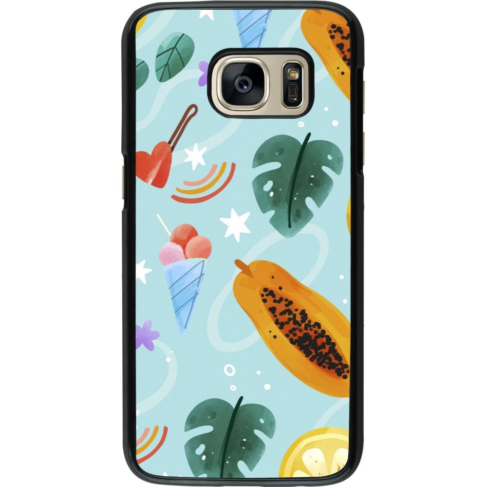 Samsung Galaxy S7 Case Hülle - Summer 2025 Pattern papaya