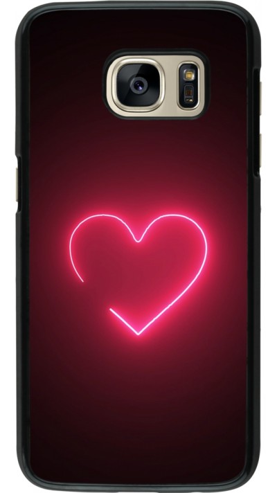 Samsung Galaxy S7 Case Hülle - Valentine 2023 single neon heart