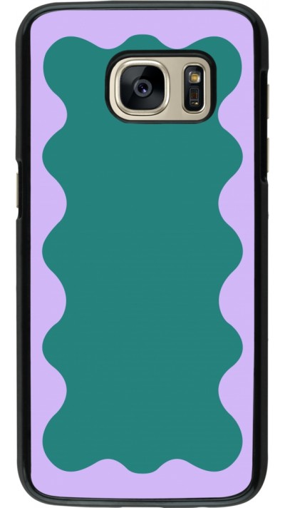 Samsung Galaxy S7 Case Hülle - Wavy Rectangle Green Purple