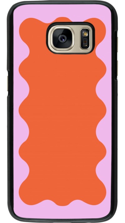 Samsung Galaxy S7 Case Hülle - Wavy Rectangle Orange Pink