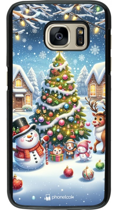 Samsung Galaxy S7 Case Hülle - Weihnachten 2023 Schneemann und Tannenbaum