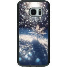 Samsung Galaxy S7 Case Hülle - Silikon schwarz Schneeflocke Solar Glanz