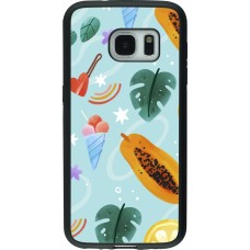 Samsung Galaxy S7 Case Hülle - Silikon schwarz Summer 2025 Pattern papaya