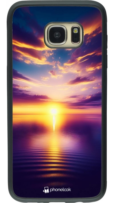 Samsung Galaxy S7 edge Case Hülle - Silikon schwarz Sonnenuntergang gelb violett