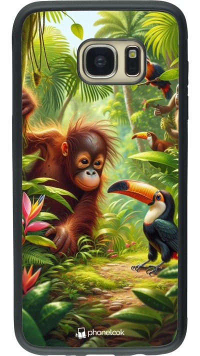 Samsung Galaxy S7 edge Case Hülle - Silikon schwarz Tropischer Dschungel Tayrona