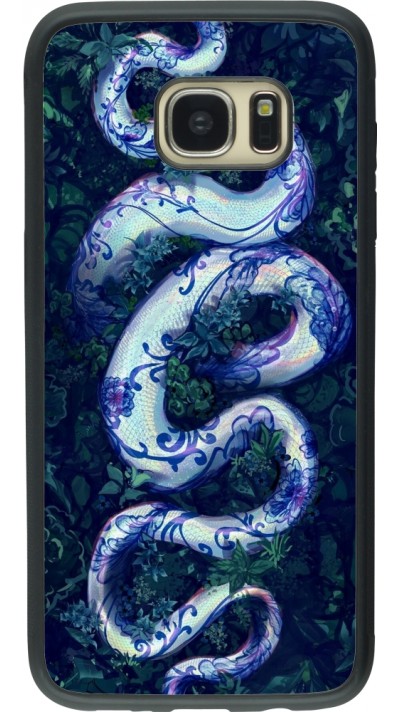 Samsung Galaxy S7 edge Case Hülle - Silikon schwarz Snake Blue Anaconda