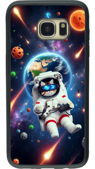 Samsung Galaxy S7 edge Case Hülle - Silikon schwarz VR SpaceCat Odyssee