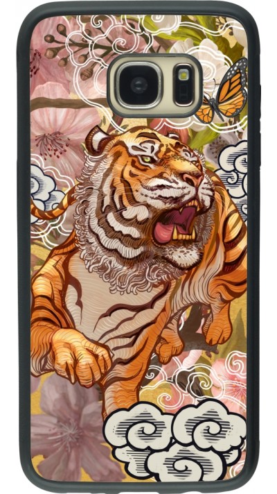 Samsung Galaxy S7 edge Case Hülle - Silikon schwarz Spring 23 japanese tiger