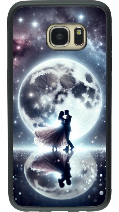 Samsung Galaxy S7 edge Case Hülle - Silikon schwarz Valentin 2024 Liebe unter dem Mond
