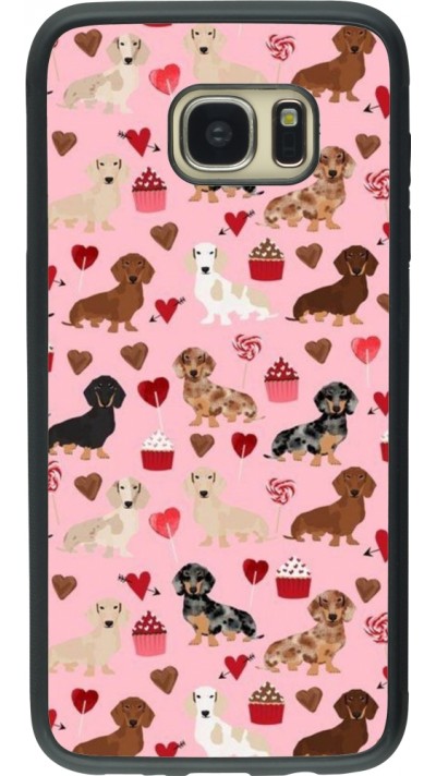 Samsung Galaxy S7 edge Case Hülle - Silikon schwarz Valentine 2024 puppy love