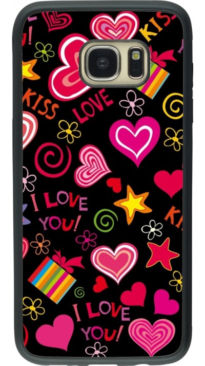 Samsung Galaxy S7 edge Case Hülle - Silikon schwarz Valentine 2023 love symbols