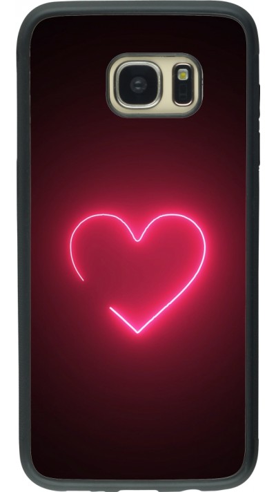 Samsung Galaxy S7 edge Case Hülle - Silikon schwarz Valentine 2023 single neon heart