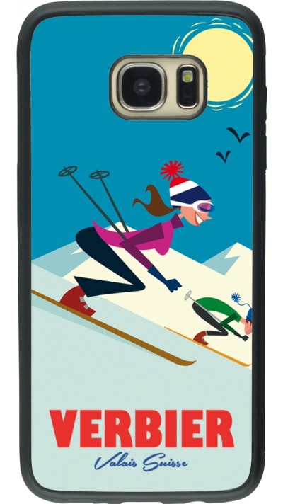 Samsung Galaxy S7 edge Case Hülle - Silikon schwarz Verbier Ski Downhill