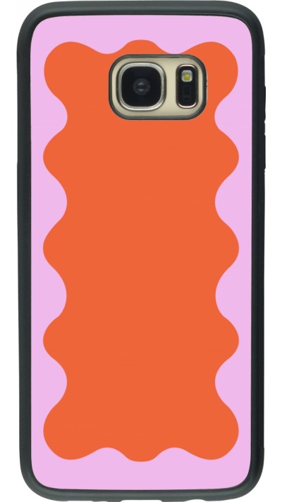 Samsung Galaxy S7 edge Case Hülle - Silikon schwarz Wavy Rectangle Orange Pink