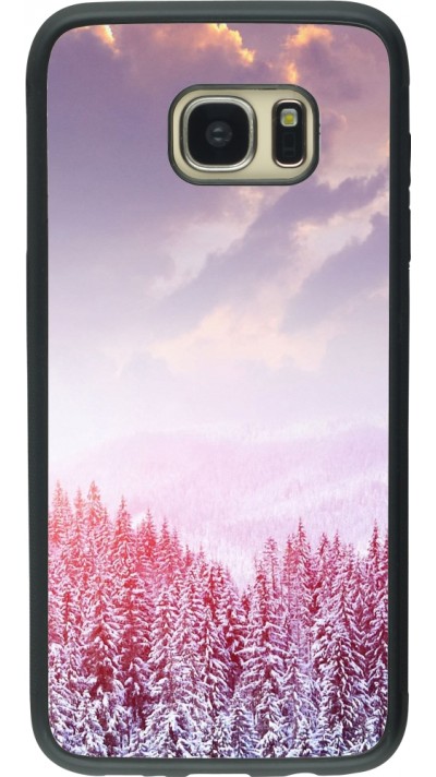 Samsung Galaxy S7 edge Case Hülle - Silikon schwarz Winter 22 Pink Forest