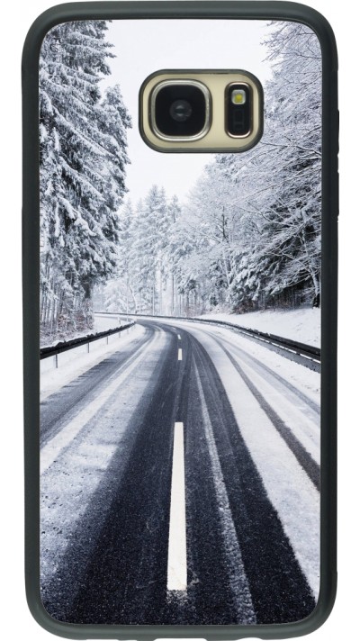 Samsung Galaxy S7 edge Case Hülle - Silikon schwarz Winter 22 Snowy Road