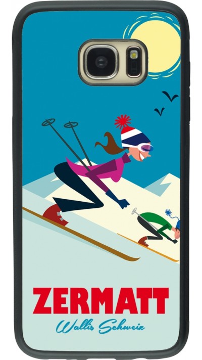 Samsung Galaxy S7 edge Case Hülle - Silikon schwarz Zermatt Ski Downhill