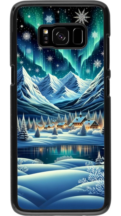Samsung Galaxy S8 Case Hülle - Verschneites Bergdorf am See in der Nacht