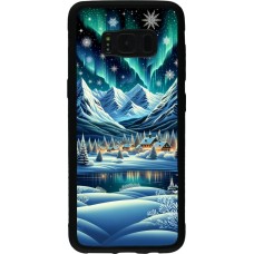 Samsung Galaxy S8 Case Hülle - Silikon schwarz Verschneites Bergdorf am See in der Nacht