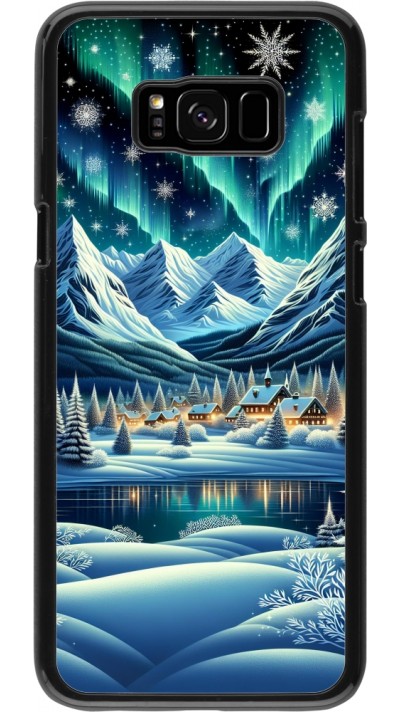 Samsung Galaxy S8+ Case Hülle - Verschneites Bergdorf am See in der Nacht
