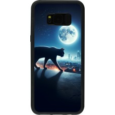Samsung Galaxy S8+ Case Hülle - Silikon schwarz Schwarze Katze unter dem Vollmond