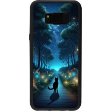 Samsung Galaxy S8+ Case Hülle - Silikon schwarz Schwarze Katze Spaziergang