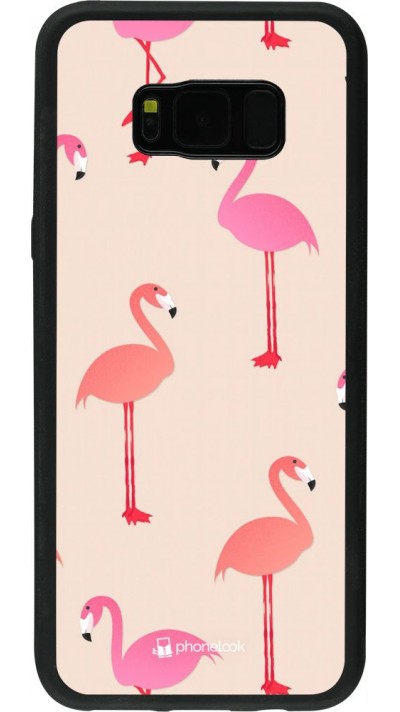 Coque Samsung Galaxy S8+ - Silicone rigide noir Pink Flamingos Pattern