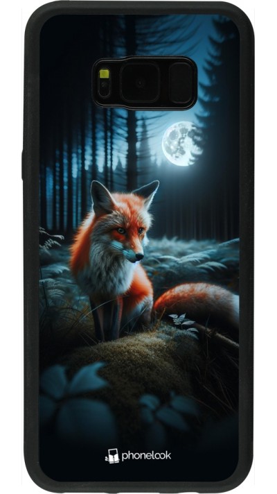 Coque Samsung Galaxy S8+ - Silicone rigide noir Renard lune forêt