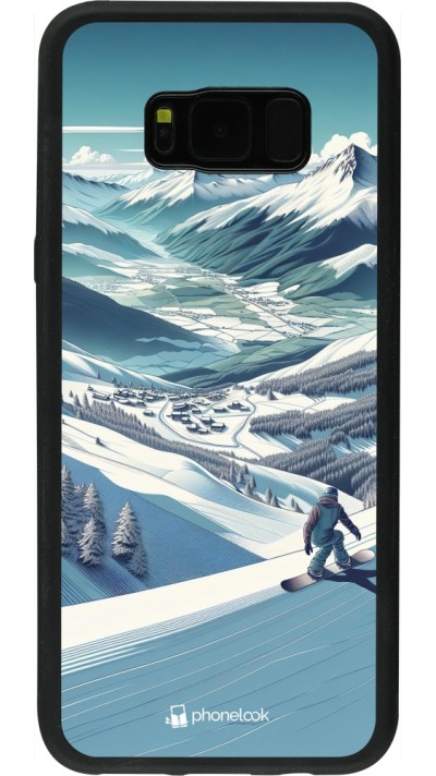 Samsung Galaxy S8+ Case Hülle - Silikon schwarz Snowboarder Berg