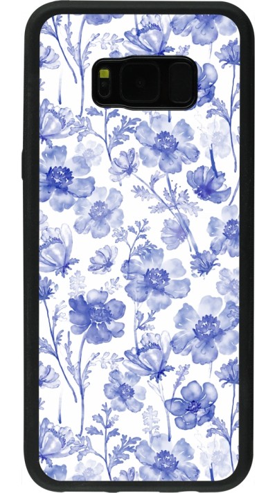 Coque Samsung Galaxy S8+ - Silicone rigide noir Spring 23 watercolor blue flowers