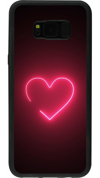 Coque Samsung Galaxy S8+ - Silicone rigide noir Valentine 2023 single neon heart Coque Samsung Galaxy S8+ - Silicone rigide noir Valentine 2023 single neon heart