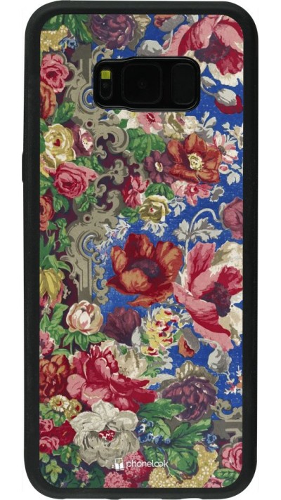 Coque Samsung Galaxy S8+ - Silicone rigide noir Vintage Art Flowers