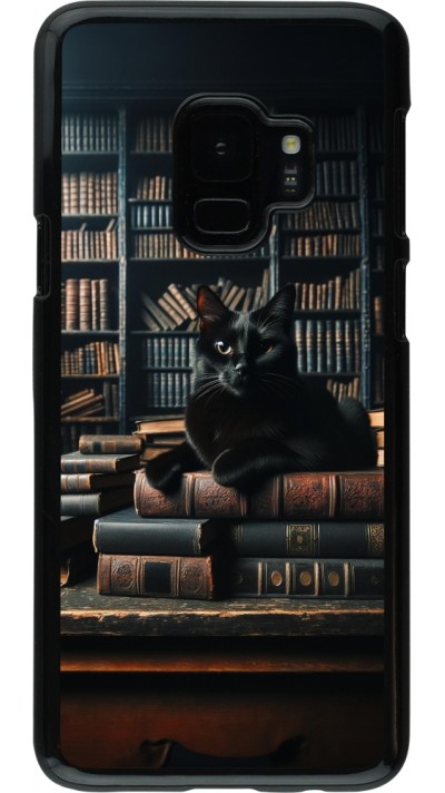 Samsung Galaxy S9 Case Hülle - Katze Bücher dunkel