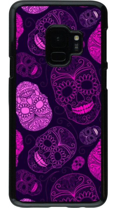 Samsung Galaxy S9 Case Hülle - Halloween 2023 pink skulls