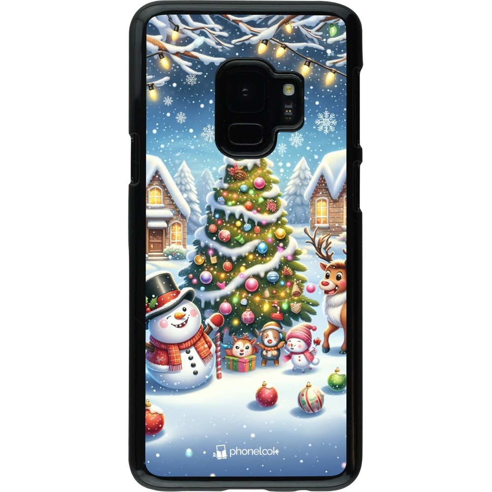 Samsung Galaxy S9 Case Hülle - Weihnachten 2023 Schneemann und Tannenbaum