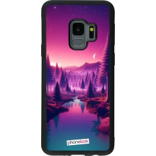 Samsung Galaxy S9 Case Hülle - Silikon schwarz Lila-rosa Landschaft