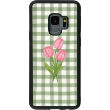 Samsung Galaxy S9 Case Hülle - Silikon schwarz Green vichy tulips 2026