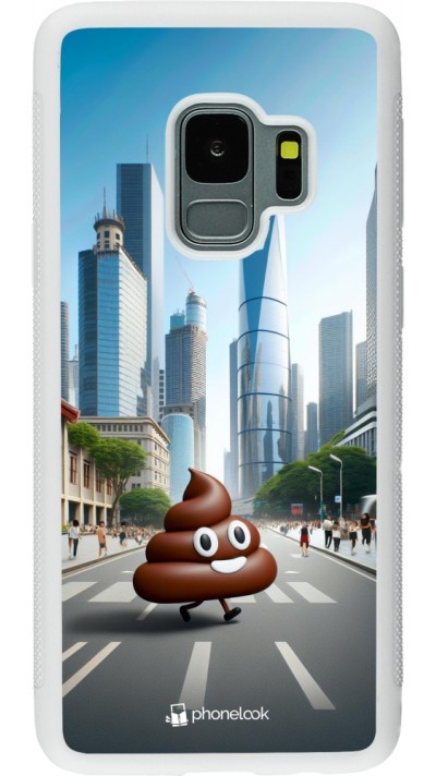 Coque Samsung Galaxy S9 - Silicone rigide blanc Emoji Caca walk